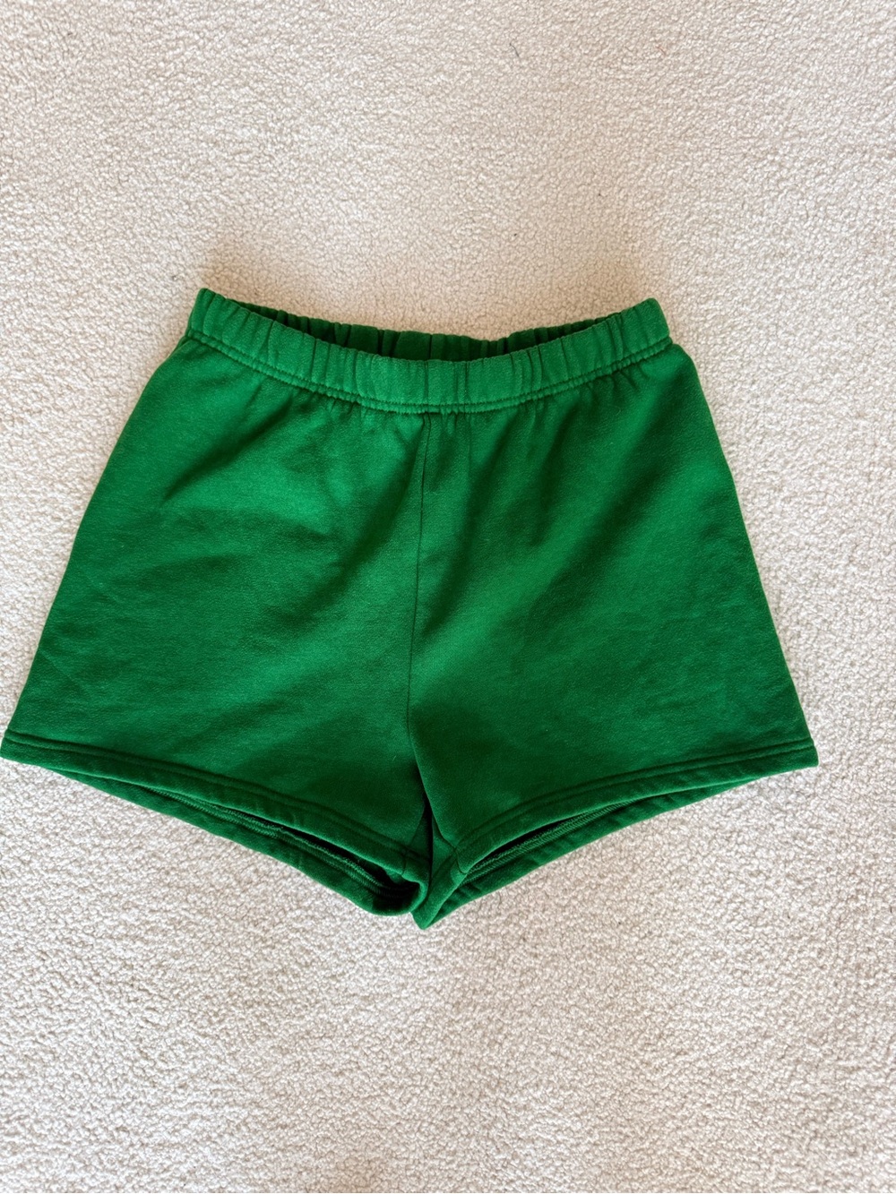 Aritzia Tna Cozy Fleece Boyfriend Shorts in a green.  Size small - Picture 2 of 3